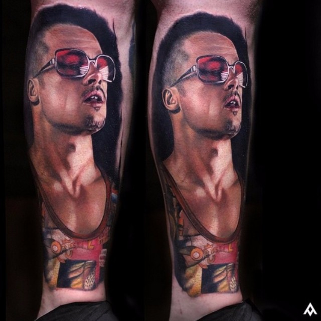 Realistic Tyler Fight Club tattoo